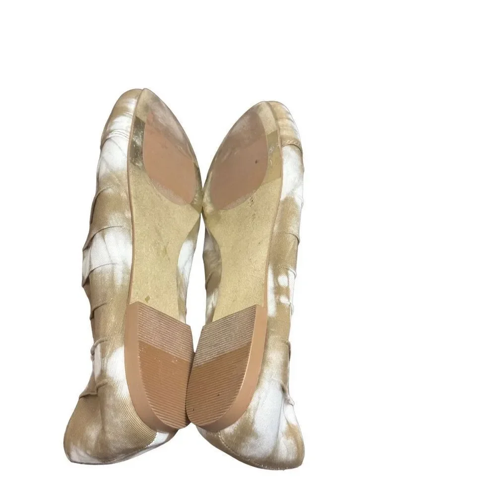 Korks Women’s Size 10  Palmer Khaki White Tie Dye Square Toe Ruched Ballet Flat